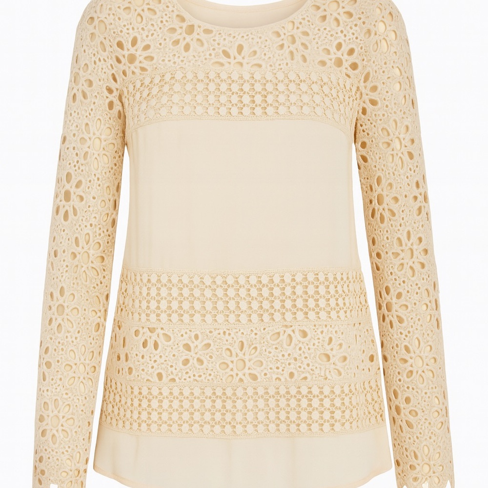 Double Zero Cream Floral Lace Blouse